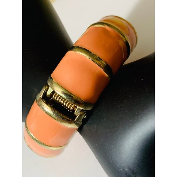 Boho Peach Enameled Bangle Bracelet - Picture 4 of 6
